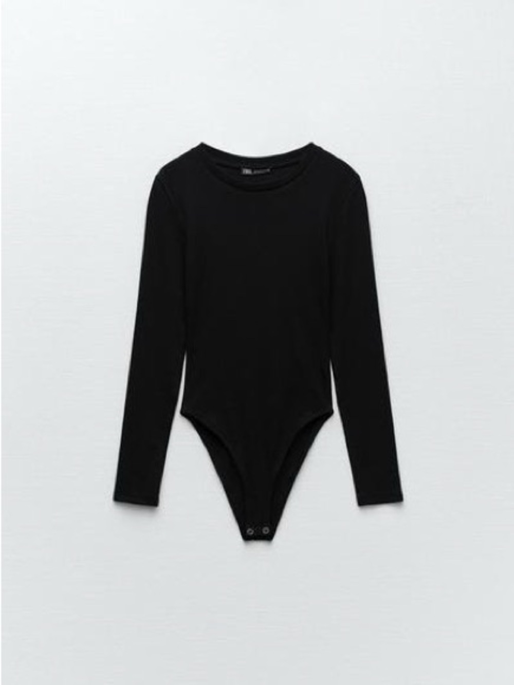 Zara Black Long-Sleeve Ribbed Bodysuit